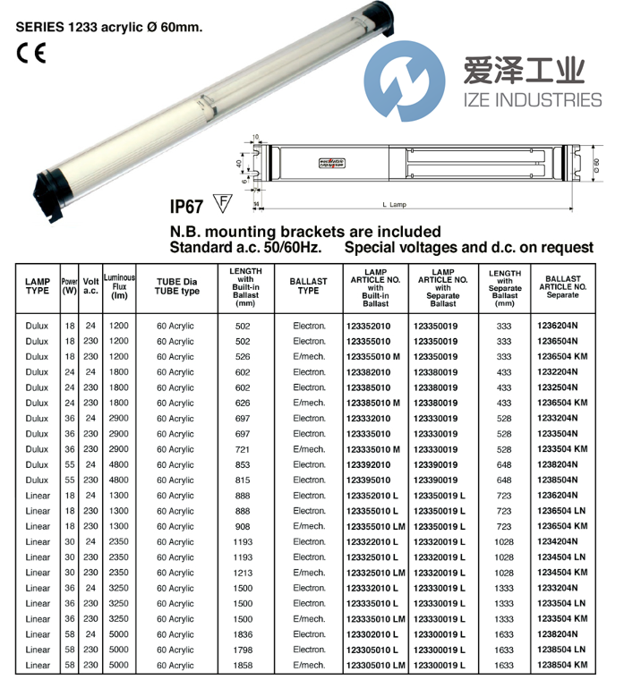 WESTELETTRIC燈管12331232050LE愛(ài)澤工業(yè) izeindustries.png